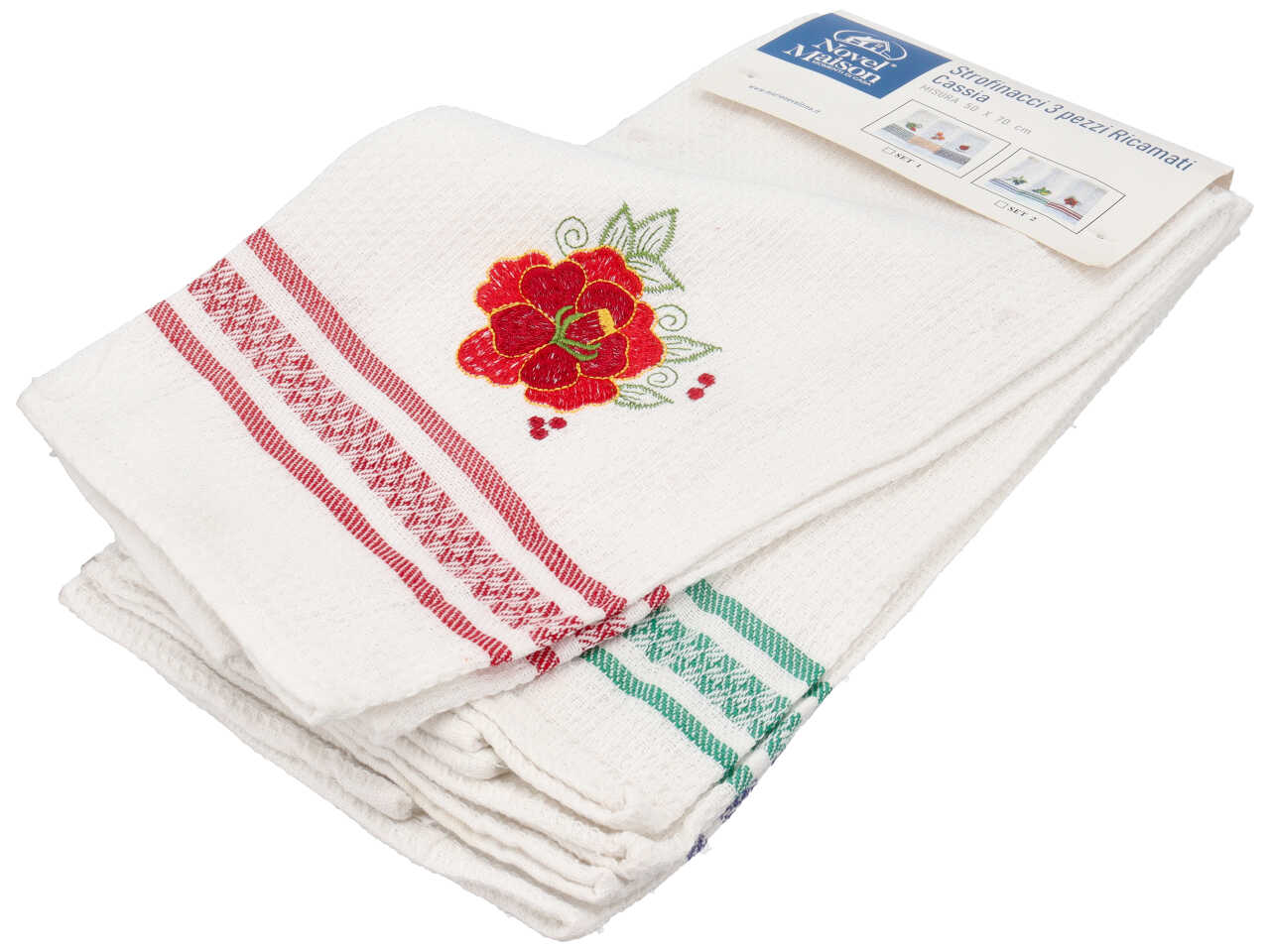 STROFINACCI IN COTONE RICAMATO SET DA 3 PZ