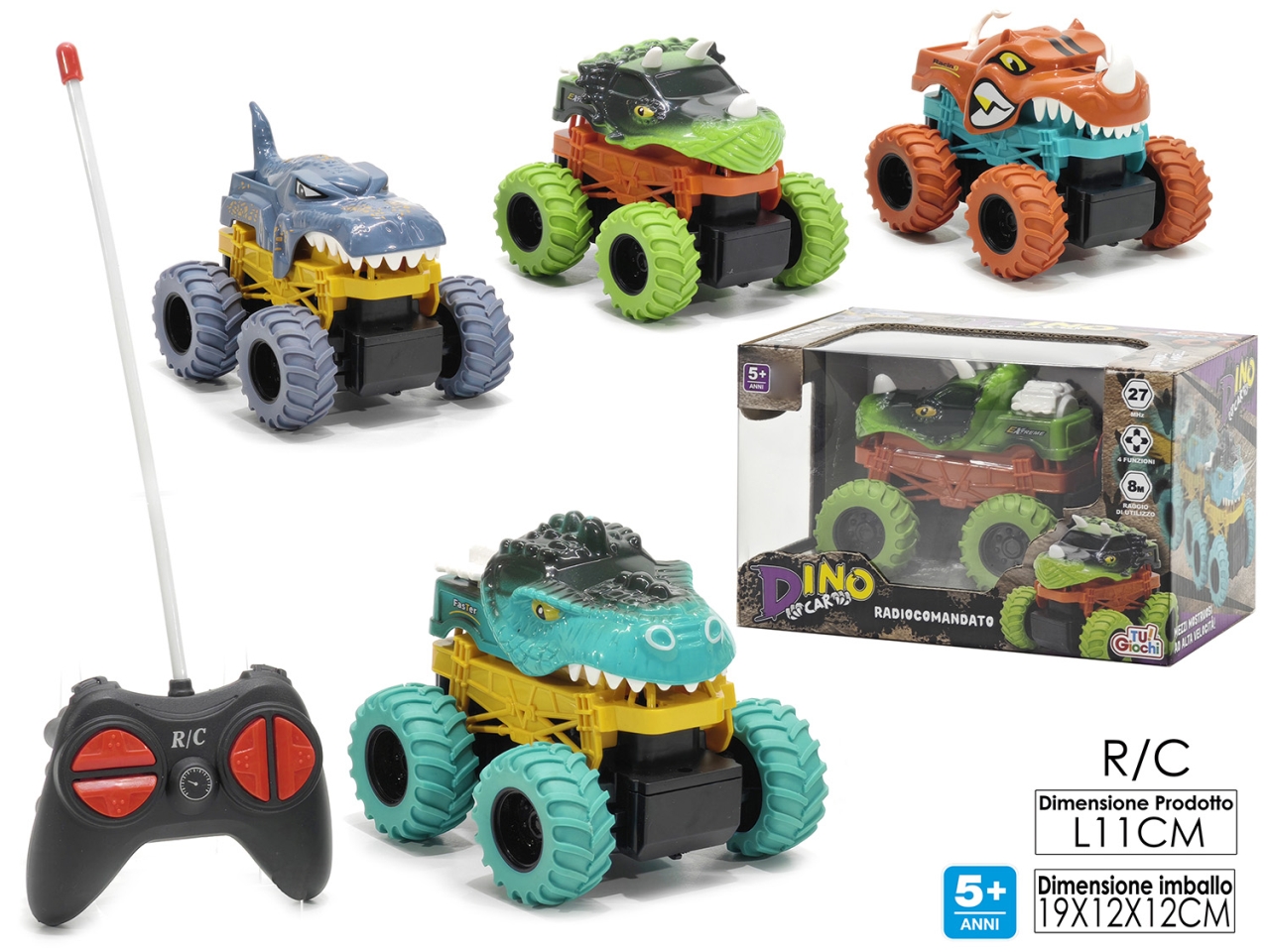 AUTO DINOSAURO R/C 27MHZ 4ASS 104580