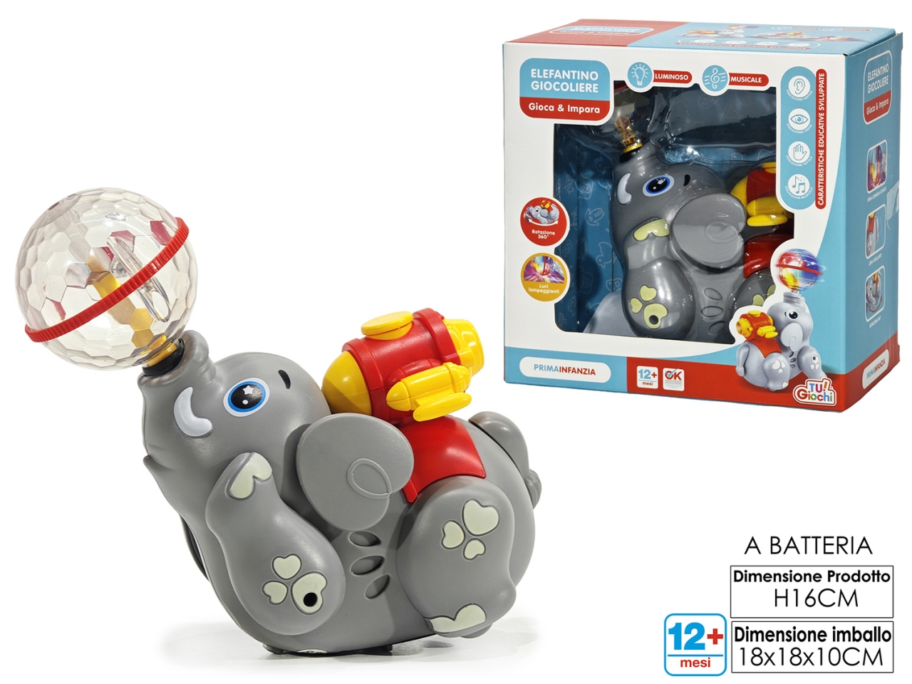 GIOCO ELEFANTE CIRCO LUCI SUONI MOVIMENTO 100058 GIOCO ELEFANTE CIRCO LUCI SUONI MOVIMENTO 100058