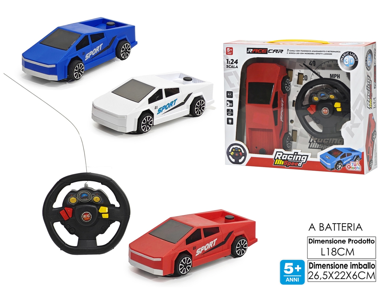 AUTO RIDIOCOMANDO 2 FUNZIONI 3ASSORTIMENTI 100098