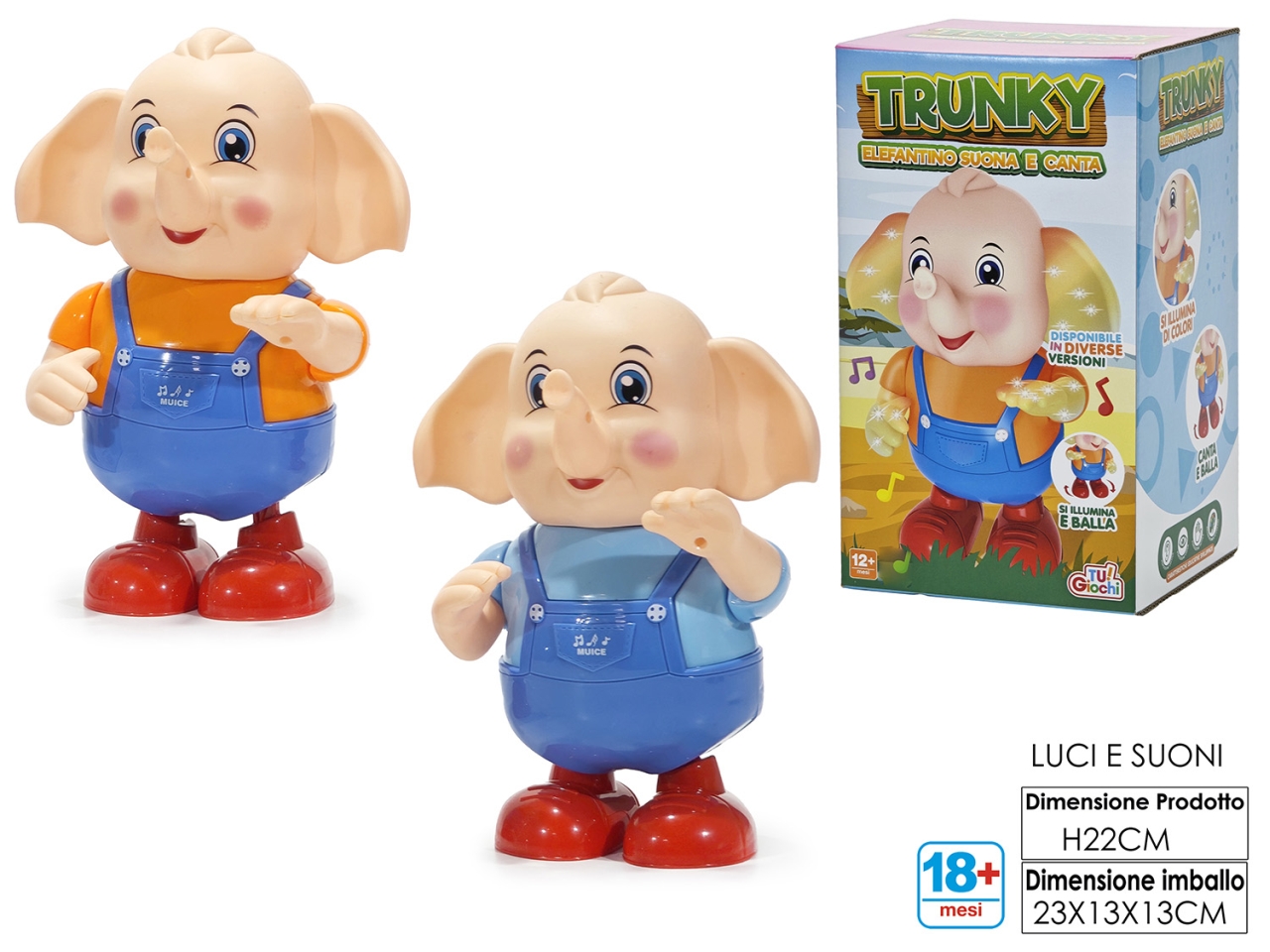 GIOCO ELEFANTINO TRUNKY SUONA E CANTA 2ASS 100608 GIOCO ELEFANTINO TRUNKY SUONA E CANTA 2ASS 100608