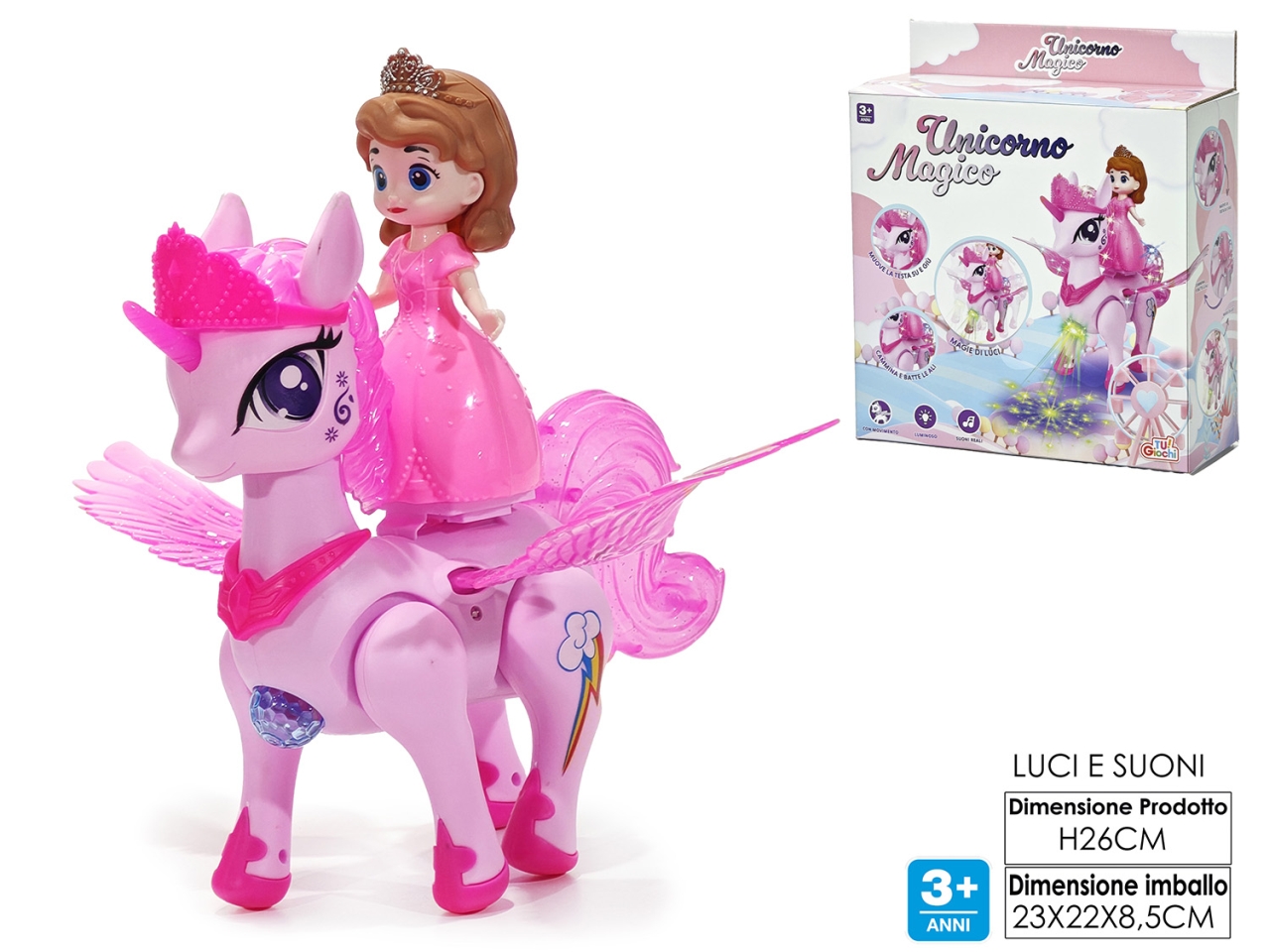 GIOCO UNICORNO LUCI SUONI MOVIMENTO 100610 GIOCO UNICORNO LUCI SUONI MOVIMENTO 100610
