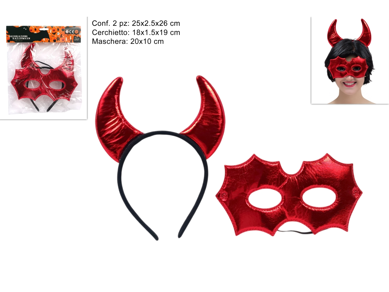 CERCHIETTO CORNA DIAVOLO C/MASCHERA XHW23002071 CERCHIETTO CORNA DIAVOLO C/MASCHERA XHW23002071