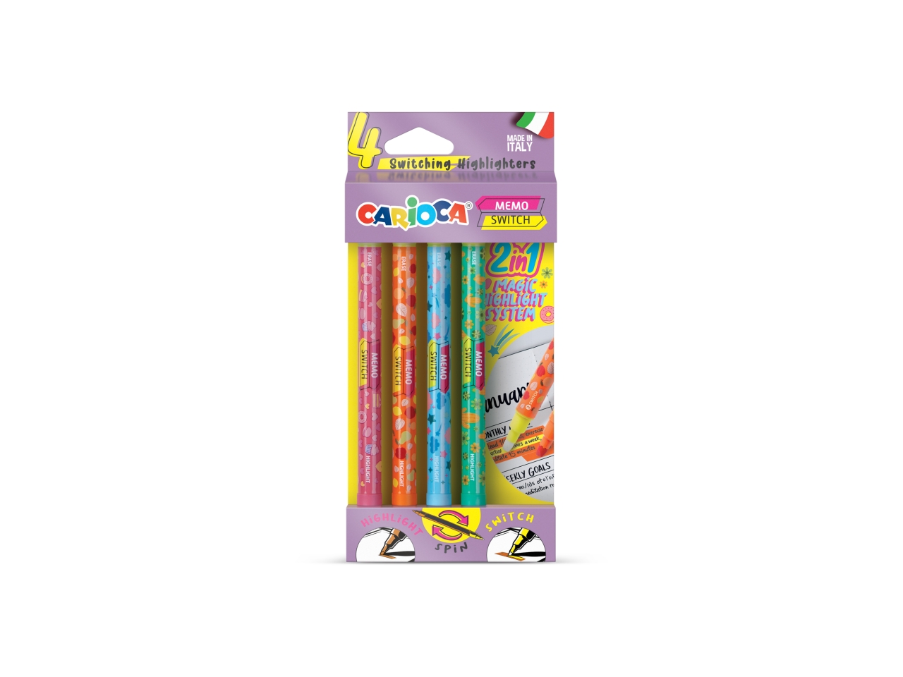 CARIOCA SWITCH 4PZ EVIDENZIATORI 2IN1 40497