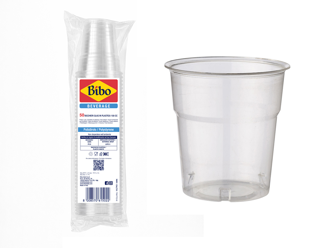 BICCHIERE GLAS PS 100CC 50PZ TRASPARENTI 6615002