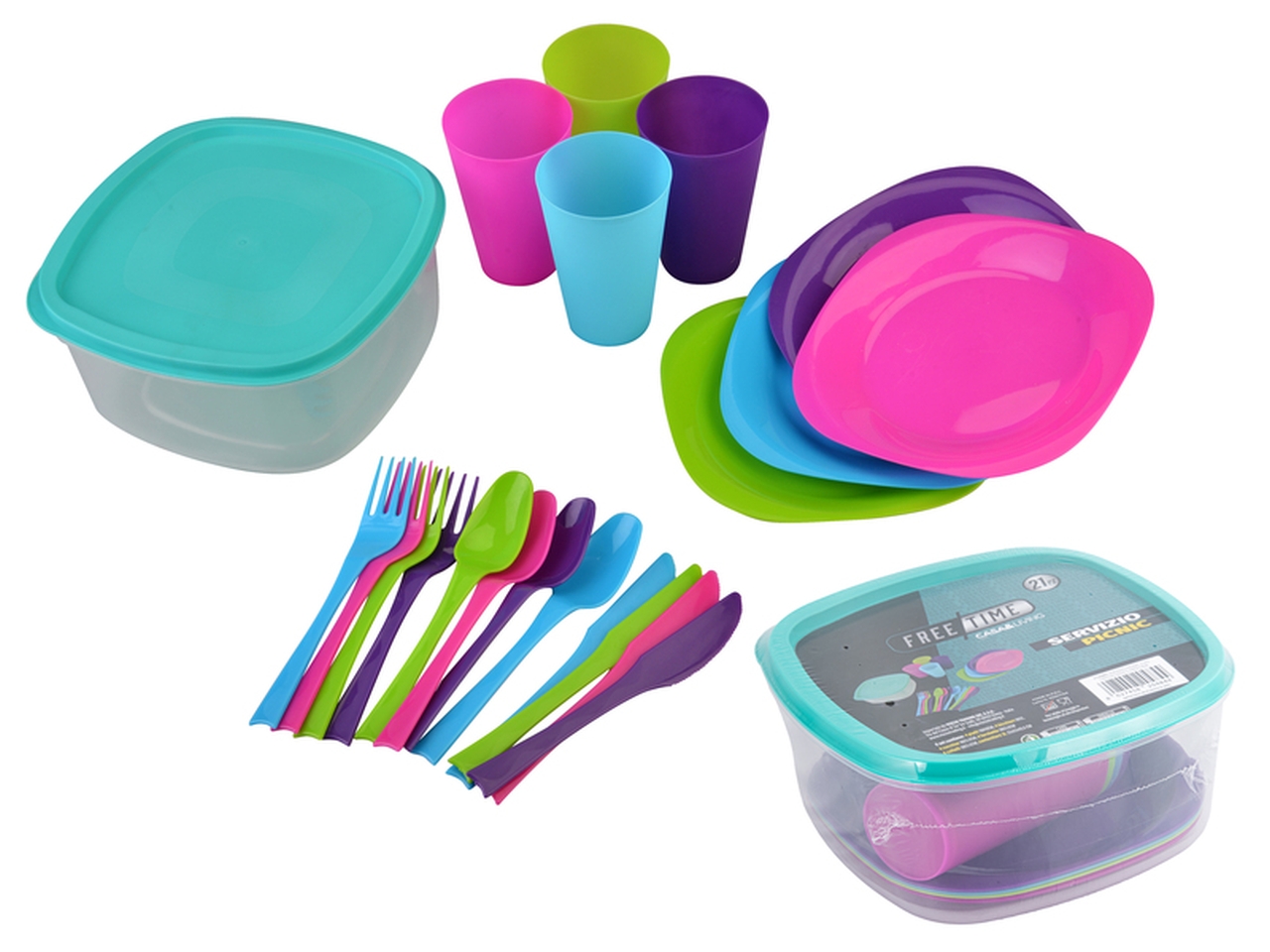 SERVIZIO PICNIC FREETIME 21PZ 22X22X10,5CM 212045 SERVIZIO PICNIC FREETIME 21PZ 22X22X10,5CM 212045