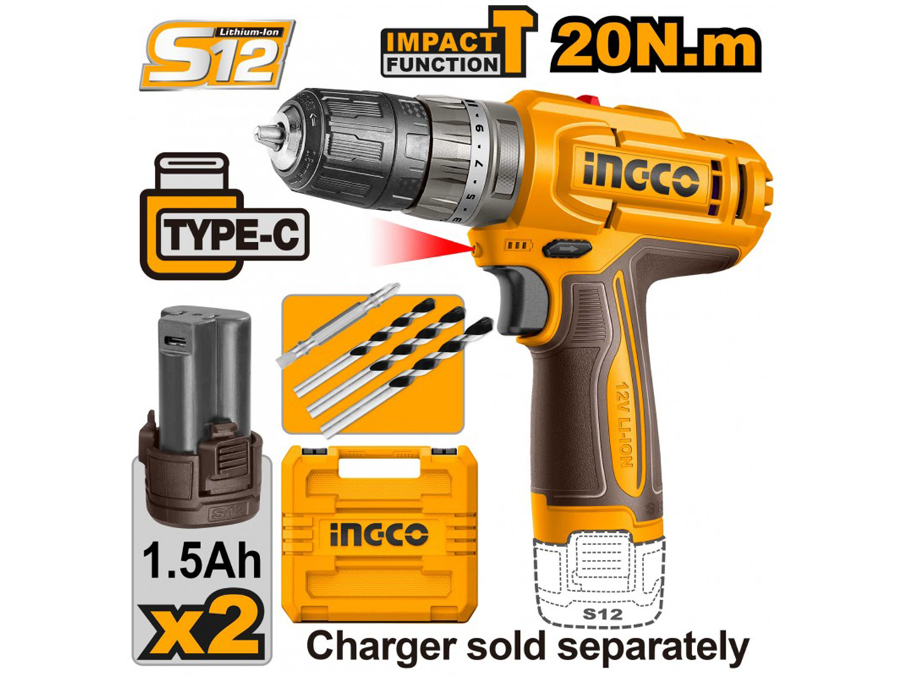 TRAPANO PERCUSSIONE BATTER.C/2BATT. CIDLI12206E