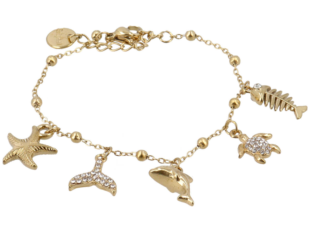 BRACCIALE CHARME MARE DELFINO TARTARUGA ORO