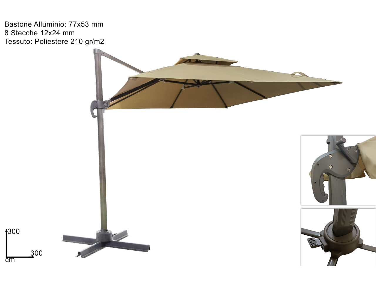 OMBRELLONE BRACCIO 3X3 C/MAN.BEIGE SC. DSU23001611 OMBRELLONE BRACCIO 3X3 C/MAN.BEIGE SC. DSU23001611