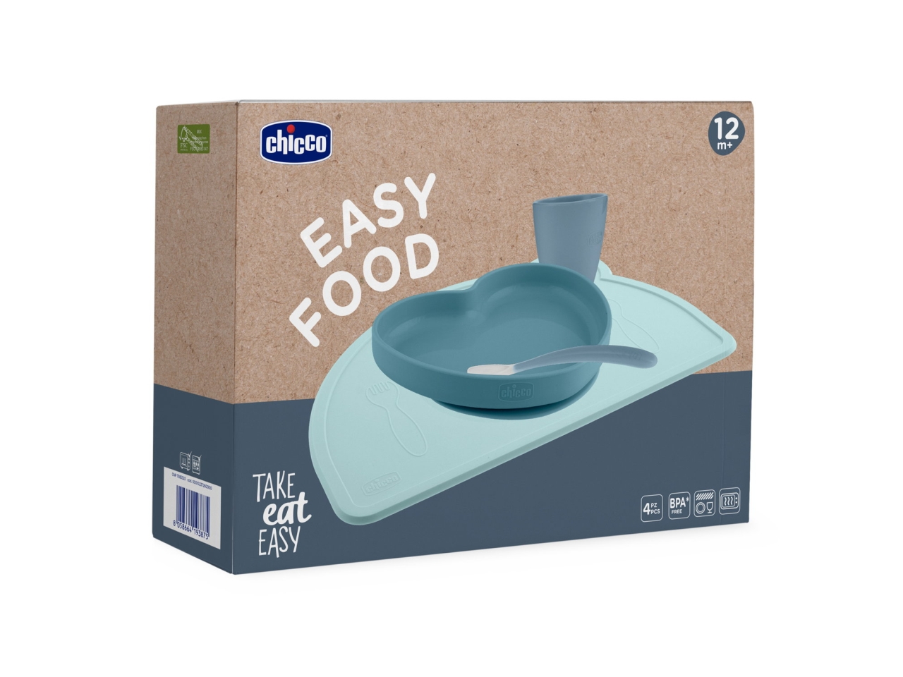 CHICCO SET PAPPA SILICONE 12M+ BLU 00010237260000