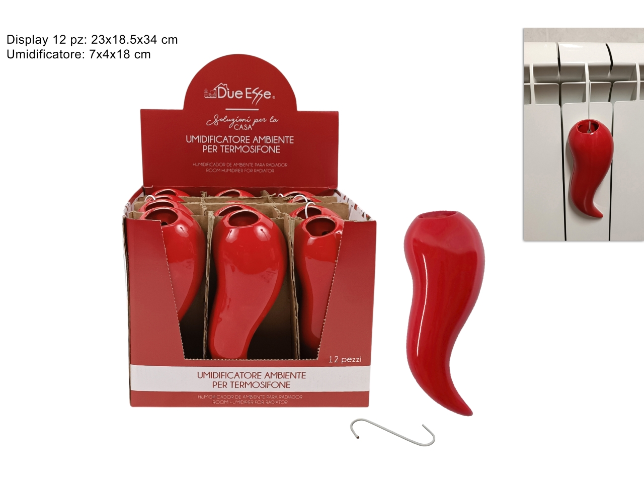 UMIDIFICATORE PEPERONCINO 18CM ROSSO DEV23006161