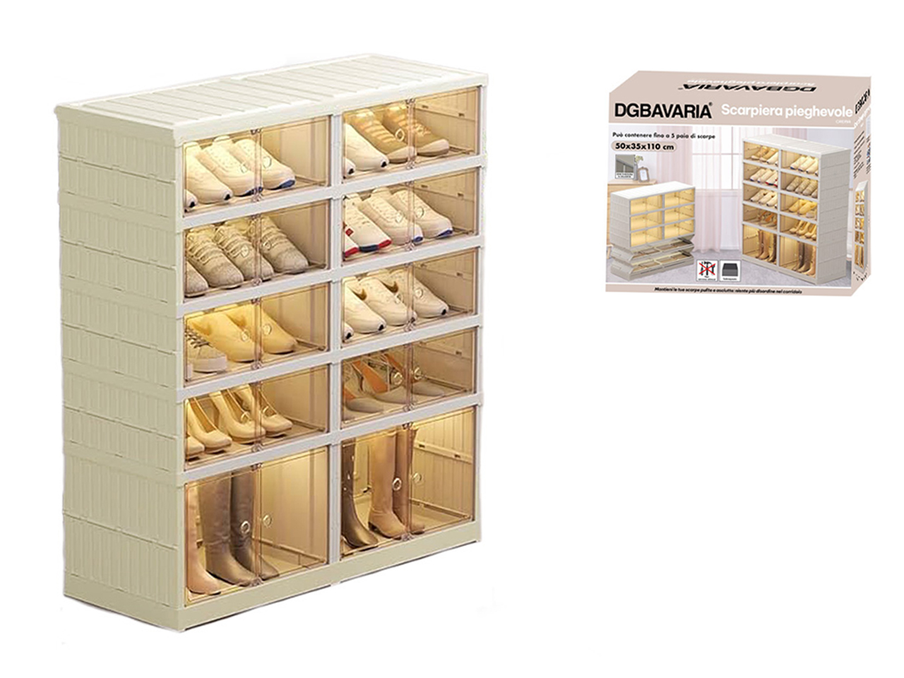 SCARPIERA PIEGHEVOLE 50X35X110 5 PI. CREMA 263062