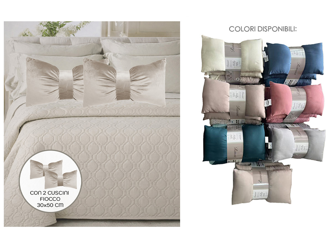 TRAPUNTA 240X240CM CUSCINO FIOCCO 14 ASS. 263056