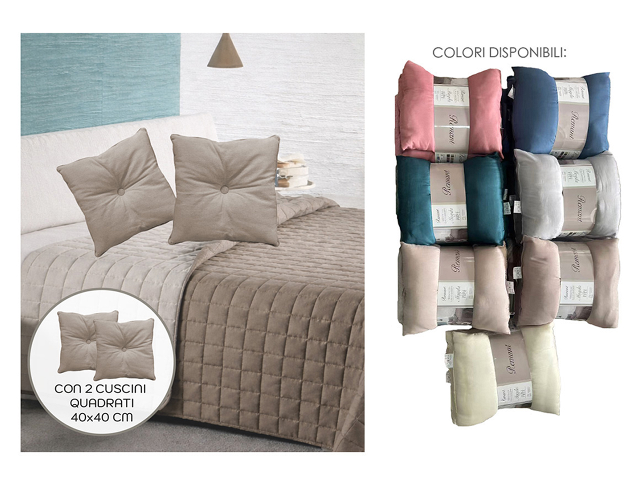 TRAPUNTA 240X240CM CUSCINO QUADRATO 14 ASS. 263057