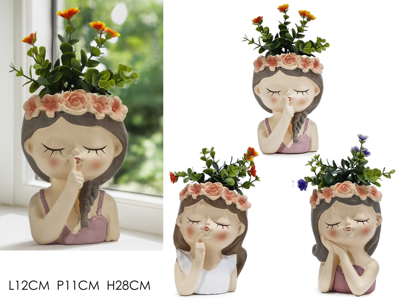 VASO VISO CON PIANTA 12X11XH.28CM IN 3 ASS. 510605