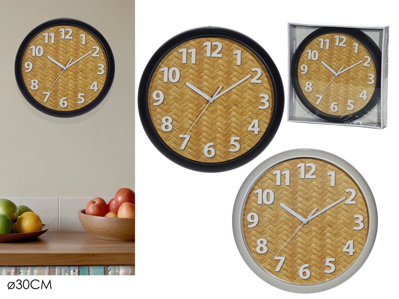 OROLOGIO DA PARETE D.30CM IN 2 ASSORTIMENTI 539273