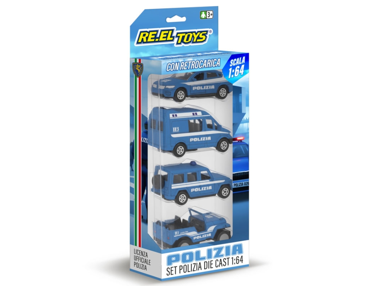 AUTO POLIZIA 1:64 SET 4 PZ 854