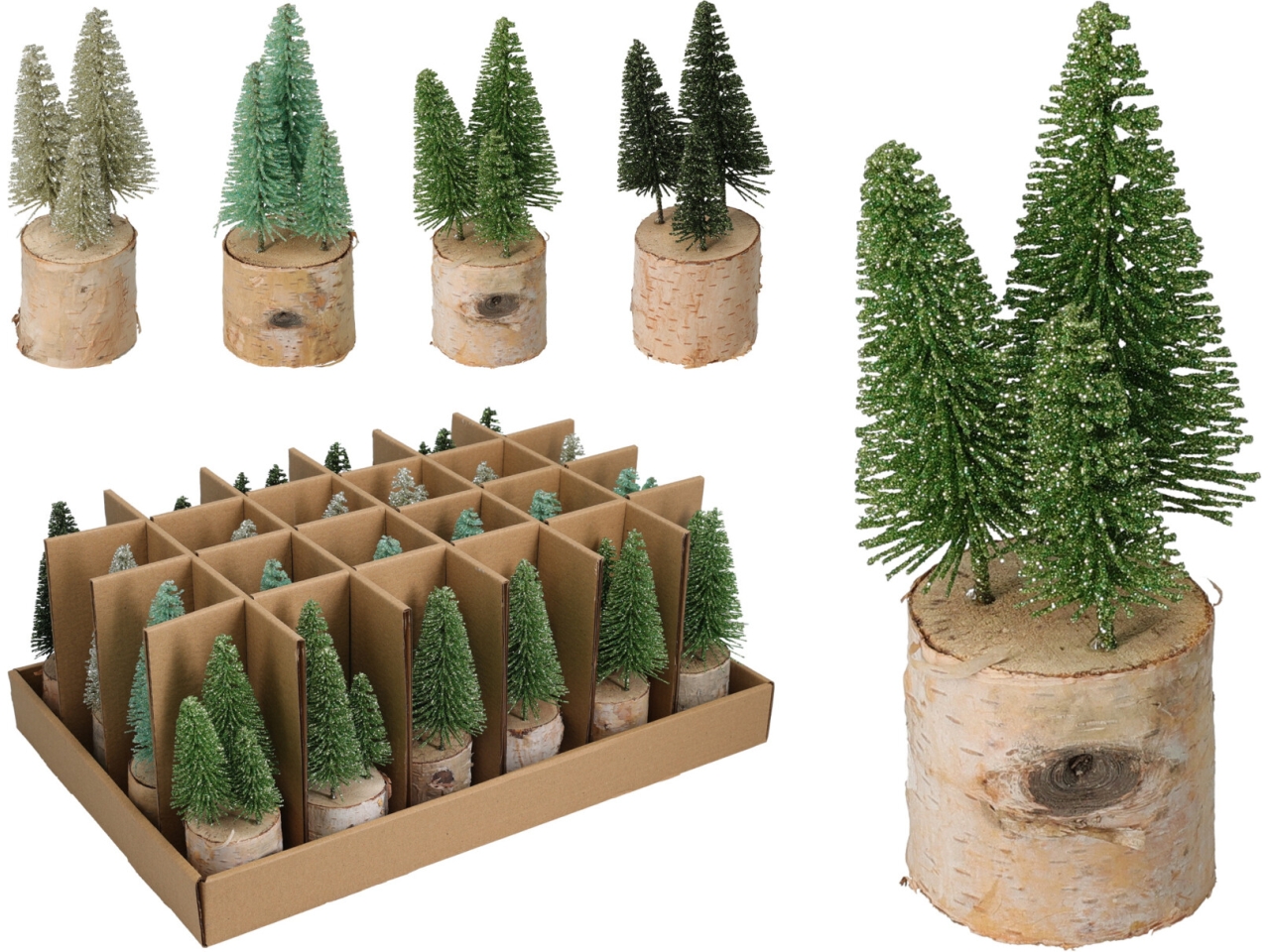 ALBERI 3PZ 15CM BASE LEGNO 4ASS ASH600030