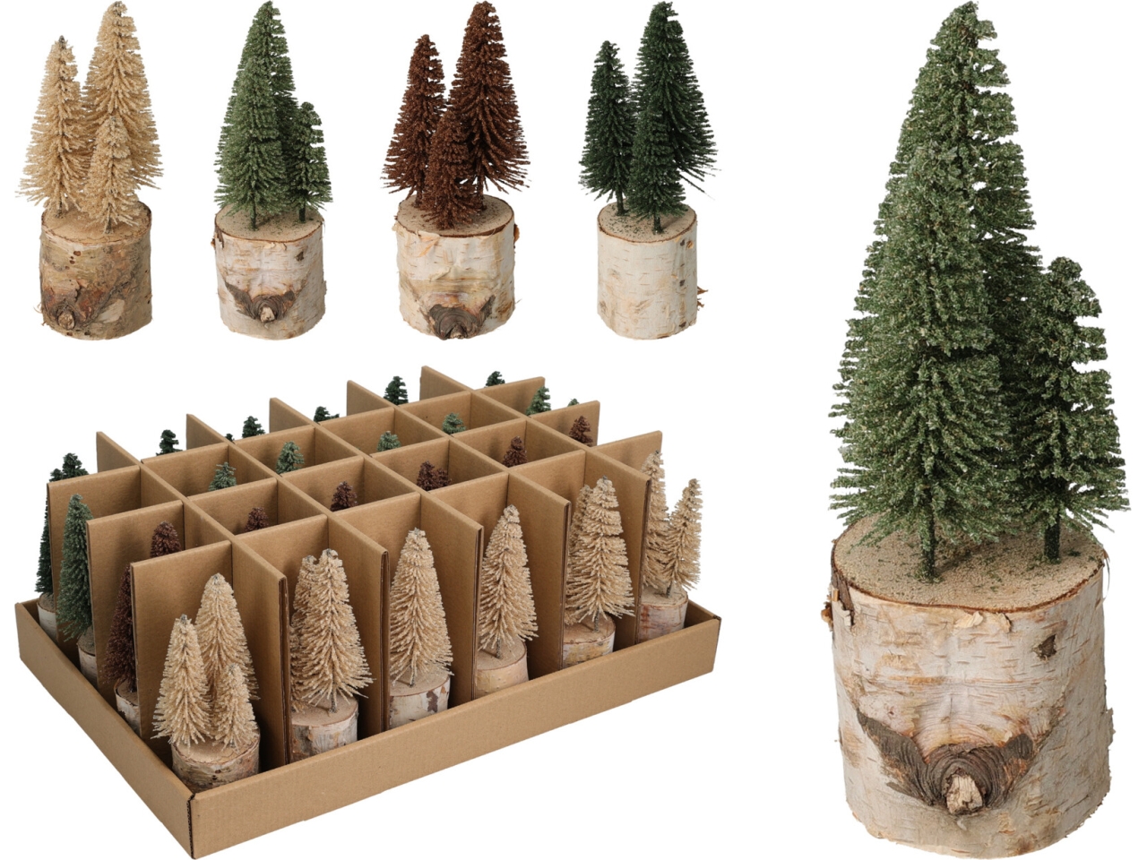 ALBERI 3PZ 15CM BASE LEGNO 4ASS ASH600040