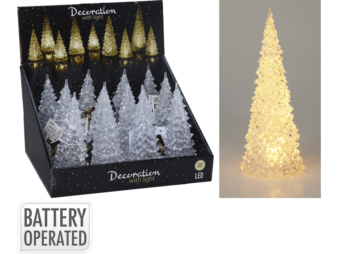 ALBERO ACRILICO 17CM C/LED B.CALDO 109990020
