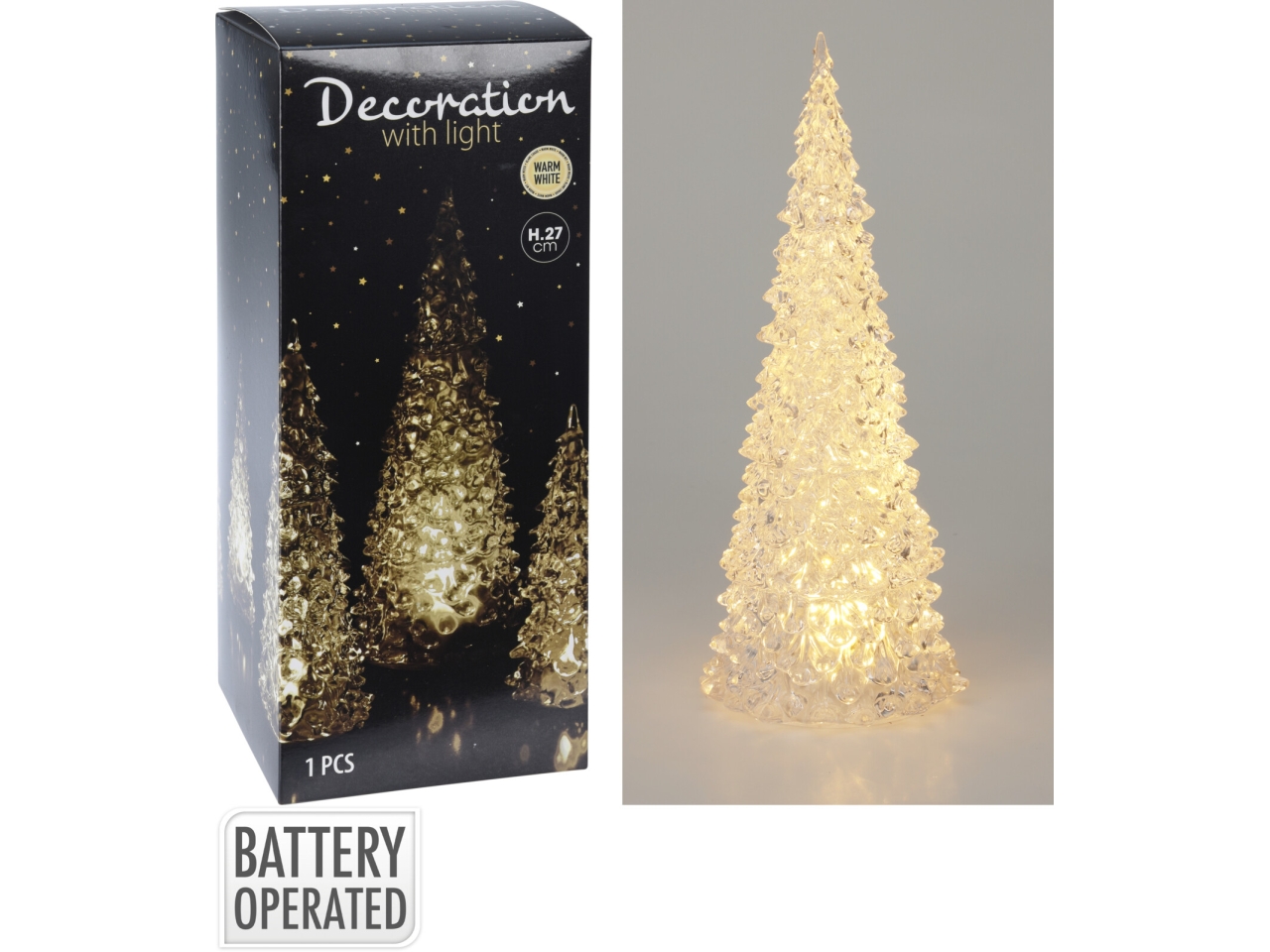 ALBERO ACRILICO 27CM C/LED B.CALDO 109990040