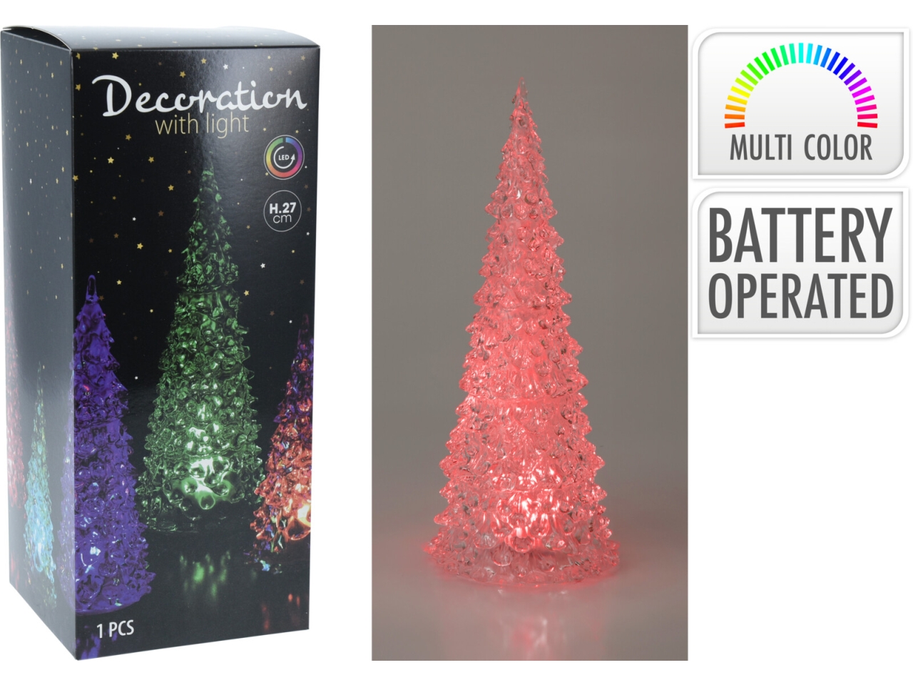 ALBERO ACRILICO 27CM C/LED M.COLOR 109990080