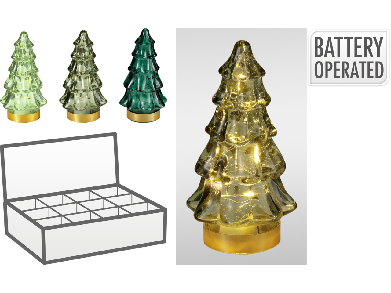 ALBERO VETRO 11CM C/LED 3ASS XX8450410