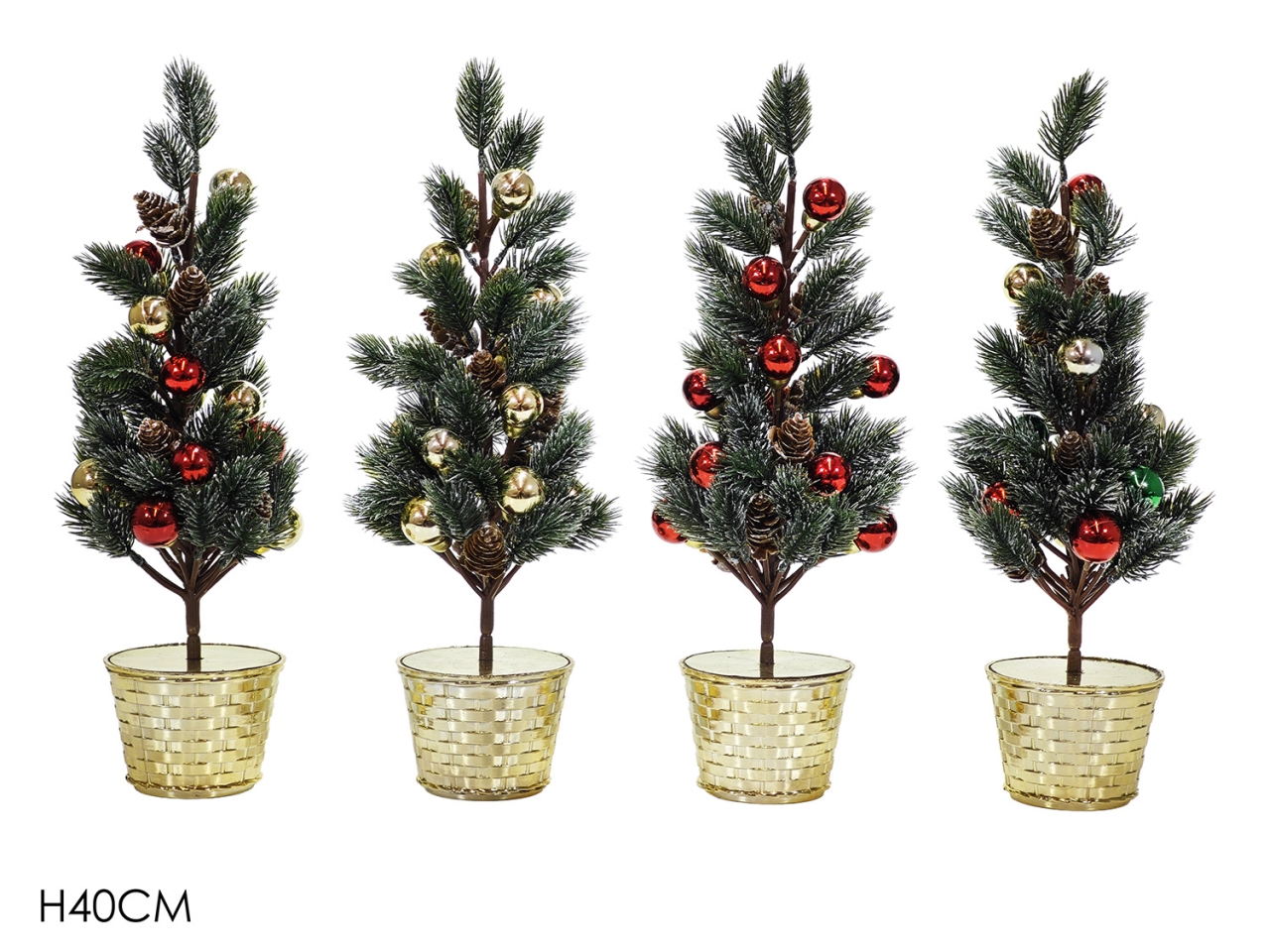 ALBERO 40CM IN VASO C/PALLE E PIGNE 4ASS. 301509