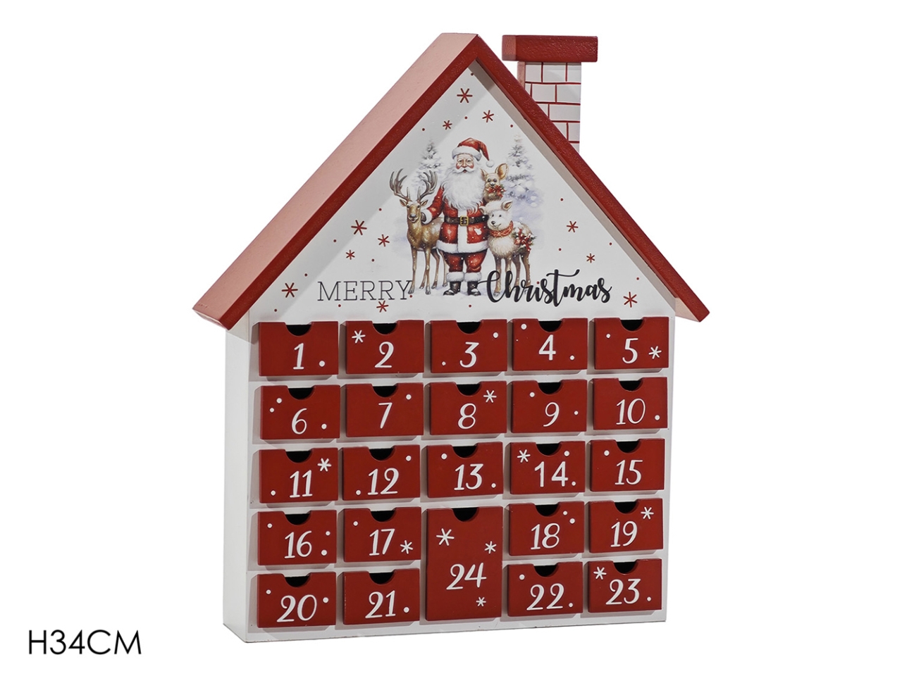 CALENDARIO AVVENTO CASETTA 34CM 380300