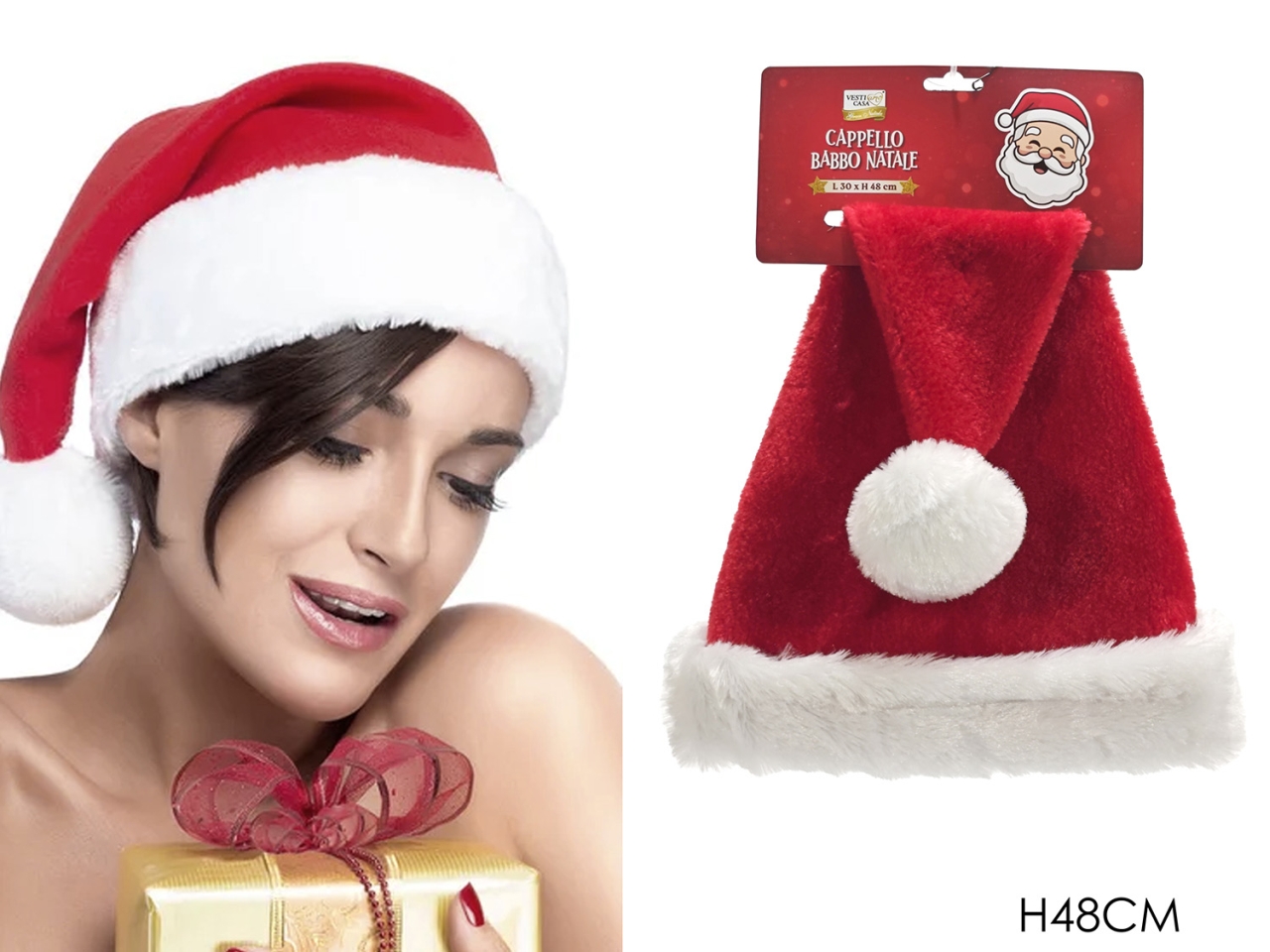 CAPPELLO BABBO NATALE GRANDE H.48CM ROSSO 452506
