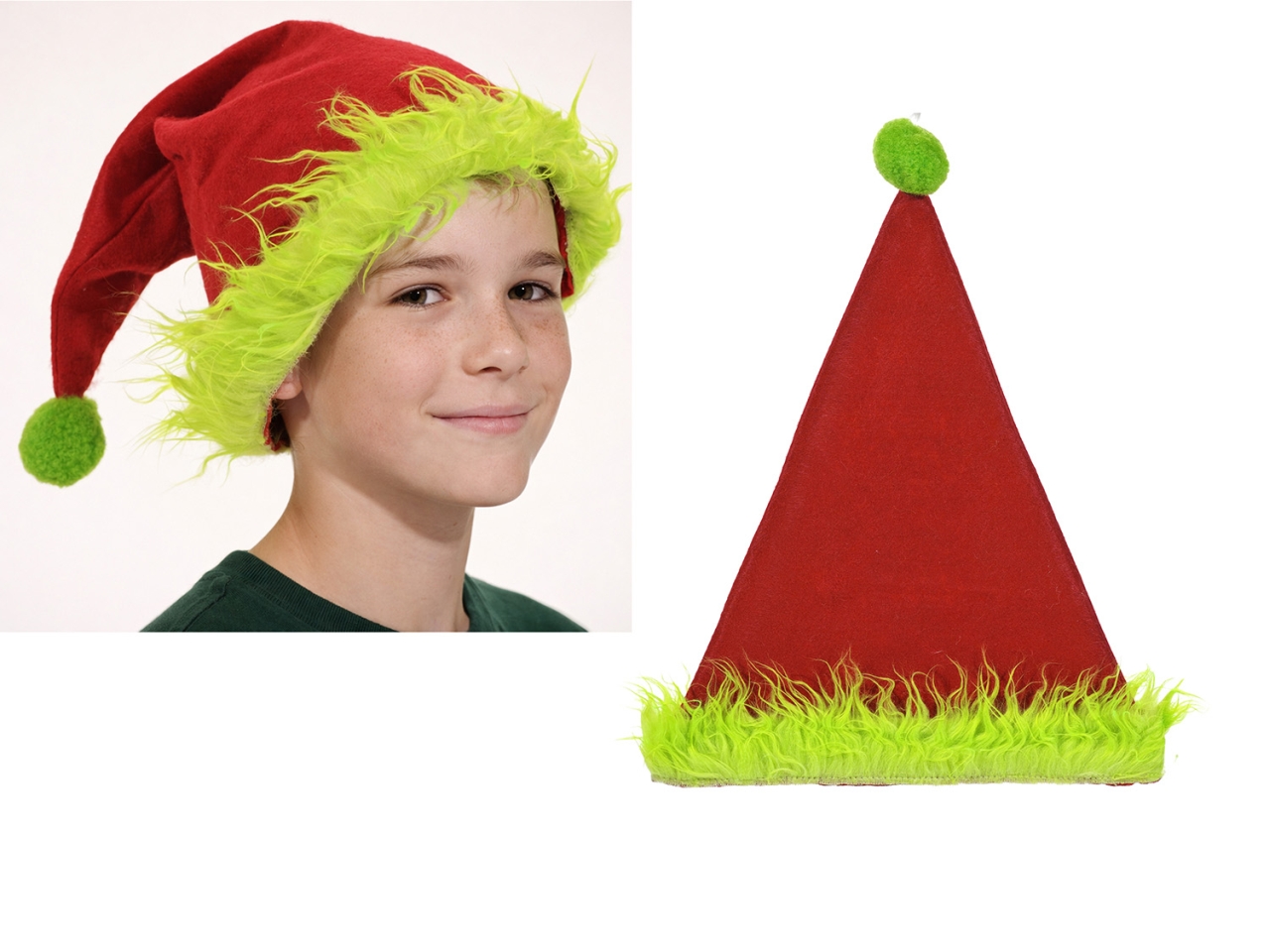 CAPPELLO ELFO ROSSO C/BORDO VERDE 452619