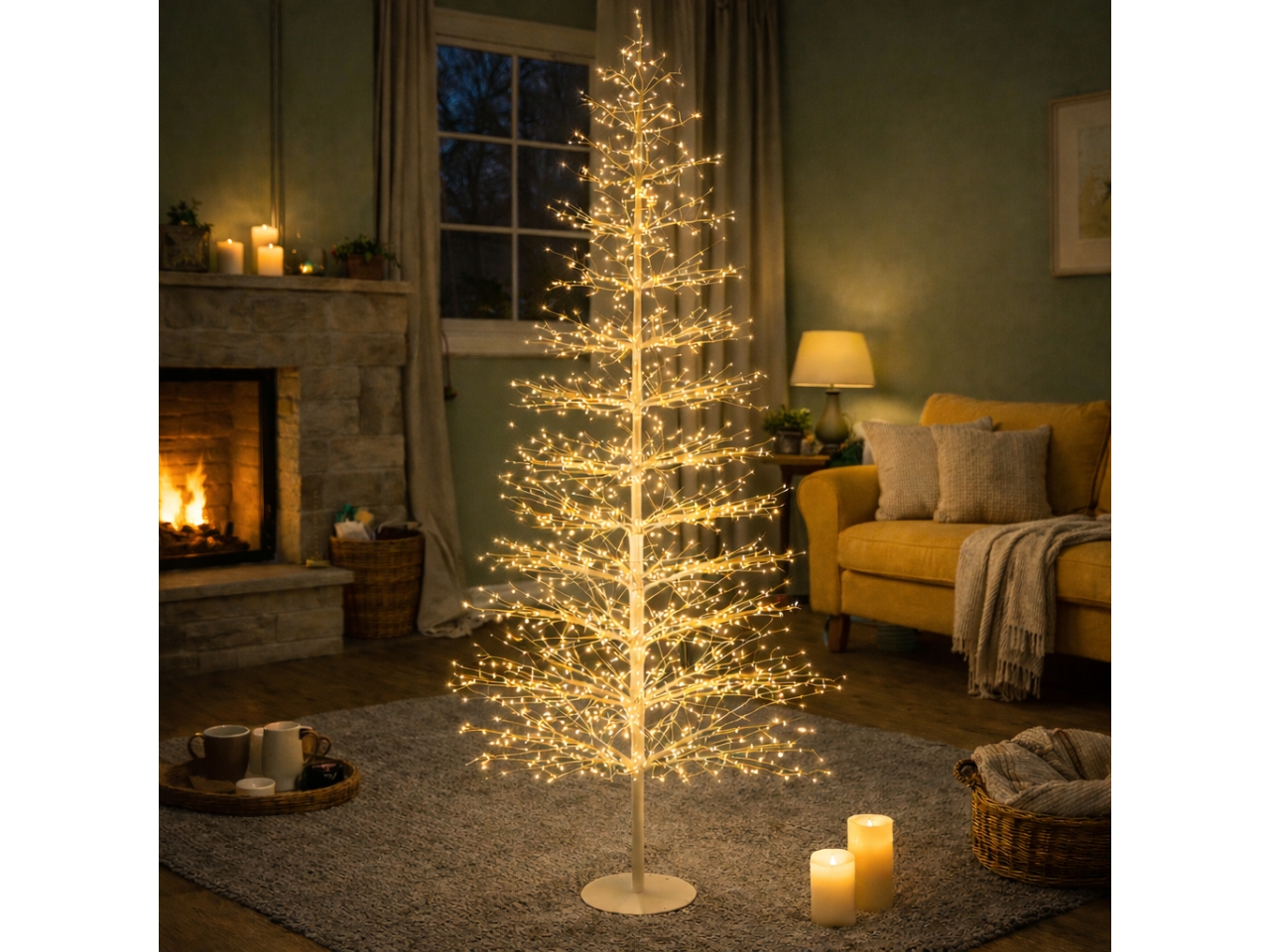 ALBERO TIGLIO 210CM1856LED B.CALDO RAMO BIAN.82199 ALBERO TIGLIO 210CM1856LED B.CALDO RAMO BIAN.82199