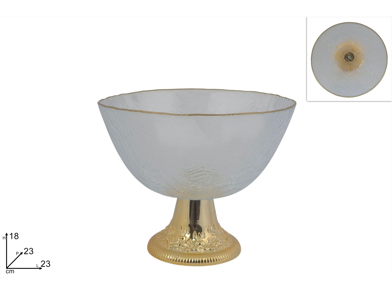 ALZATINA VETRO D.23CM TRASP.CBORDO OROXNA25012571 ALZATINA VETRO D.23CM TRASP.CBORDO OROXNA25012571