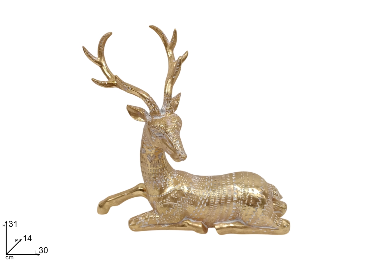 RENNA SEDUTA 31CM DECORATA ORO XNA24034341 RENNA SEDUTA 31CM DECORATA ORO XNA24034341