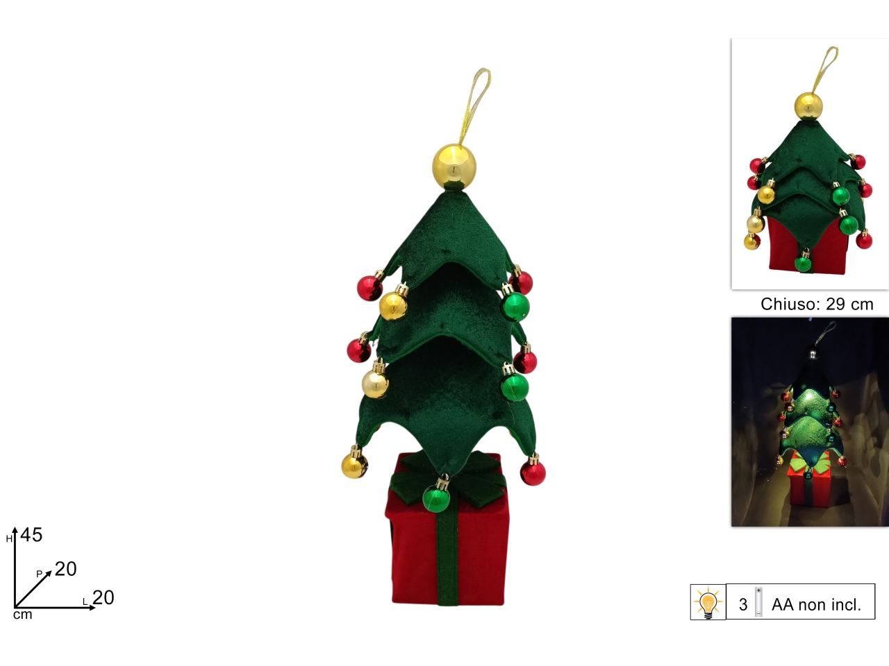 ALBERO 45CM TESSUTO C/PALLE E 18LED BATXNA25066091