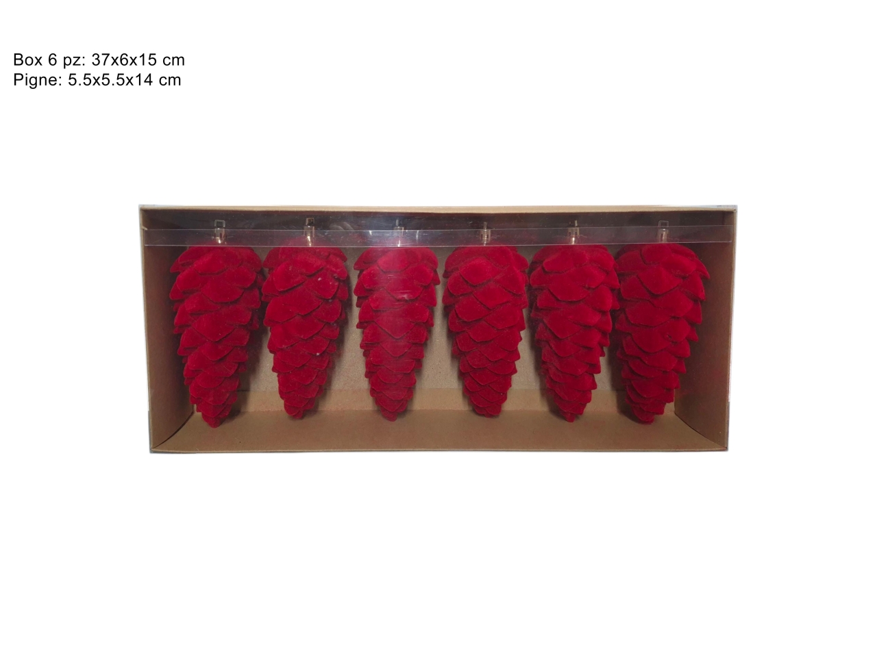 APPENDINO PIGNE 14CM 6PZ VELLUTO ROSSOXNA25018471