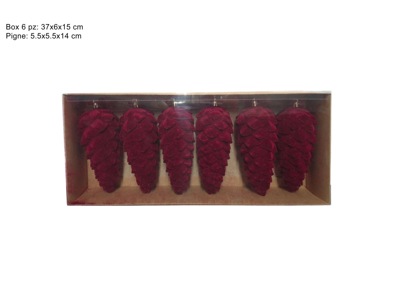 APPENDINO PIGNE 14CM 6PZ VELLUTO BORDOXNA25018481