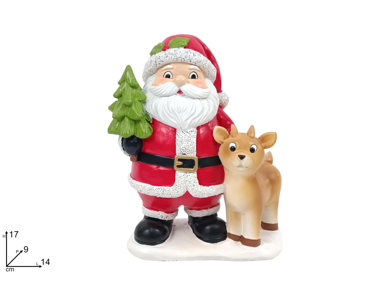BABBO NATALE 17CM RESINA C/CERBIATTO XNA24031041