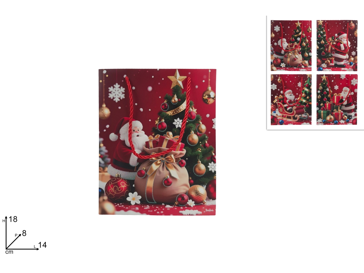 SHOPPER C/BABBO NATALE 18X14X8CM 4ASS XNA26006251