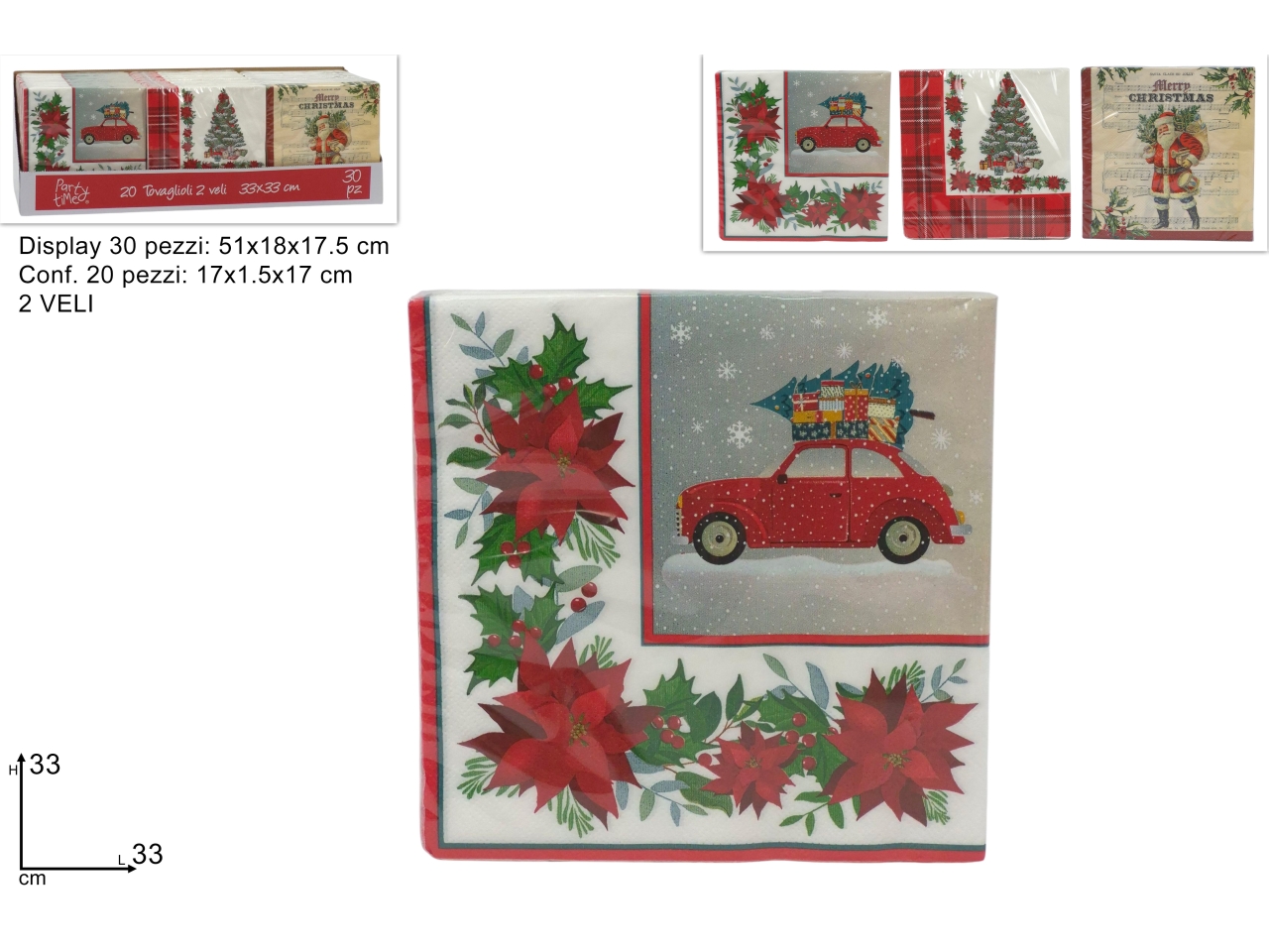 TOVAGLIOLI NATALIZI 33X33CM 20PZ 3ASS XNA25068361