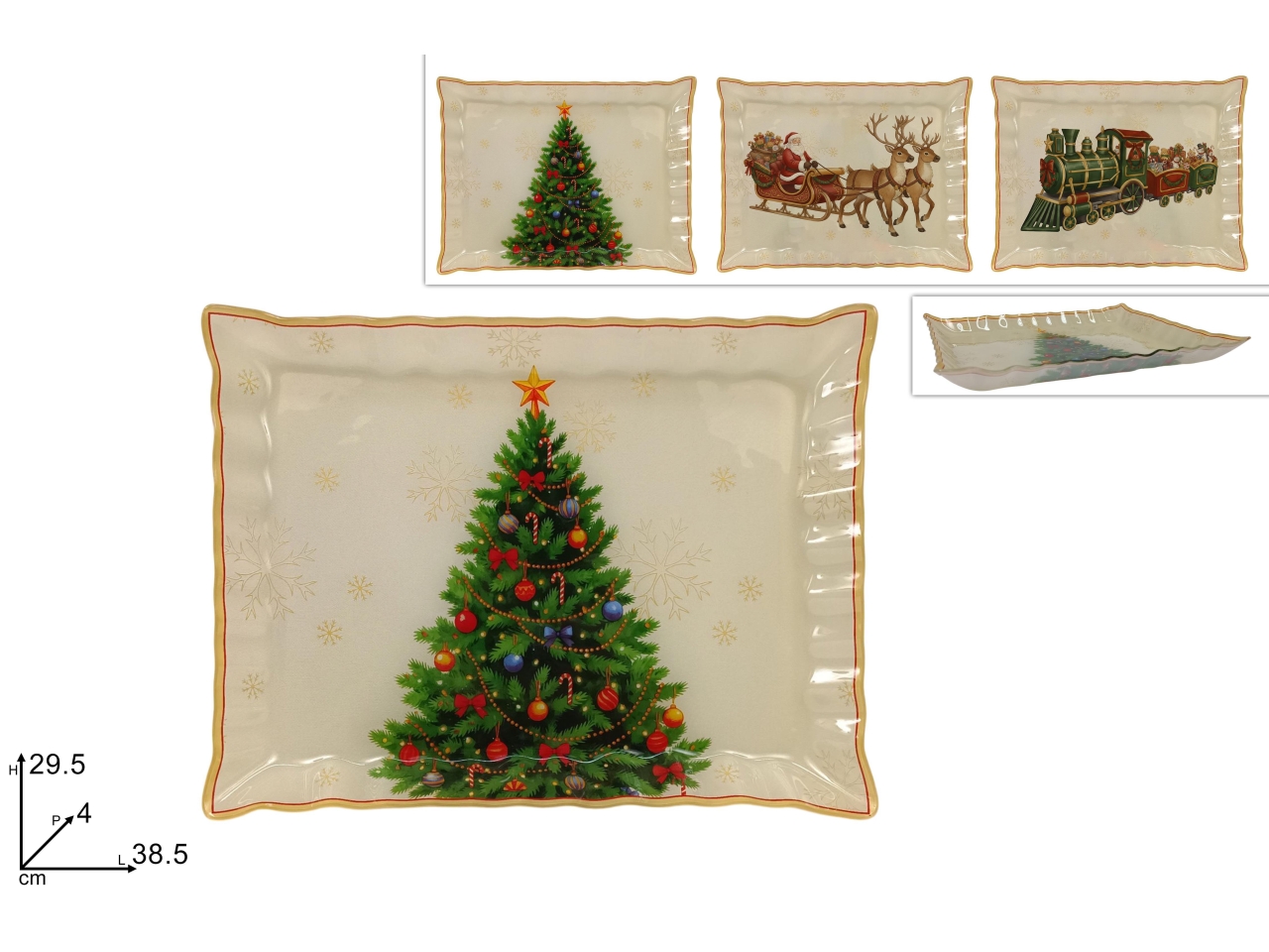 PIATTO VETRO 38,5X29,5CM DEC.NATAL.3ASSXNA26003001