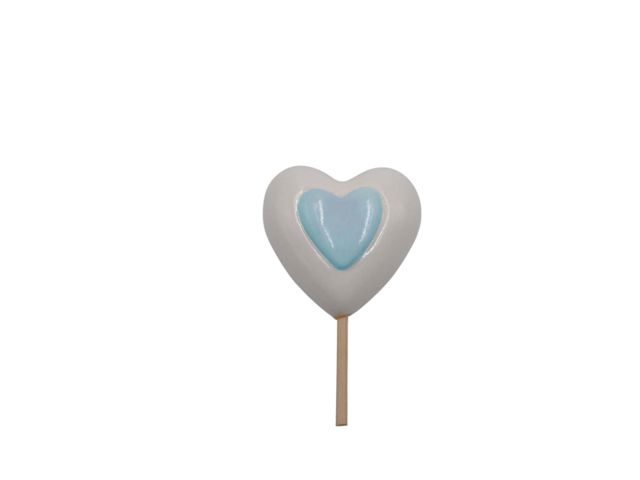CUORE IN CERAMICA CELESTE 12CM 101B
