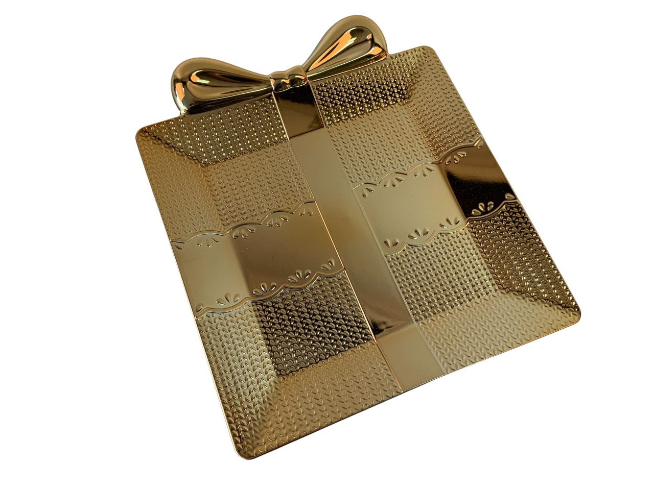 VASSOIO PACCO REGALO PLASTICA 33X28CM ORO 46161