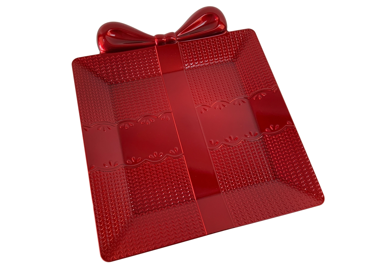 VASSOIO PACCO REGALO PLASTICA 33X28CM ROSSO 46154