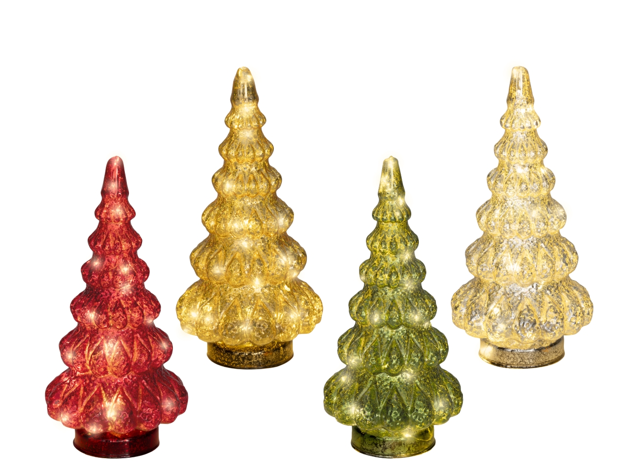ALBERO VETRO 25,5CM C/LED B.CALDO 4COL.ASS.480435