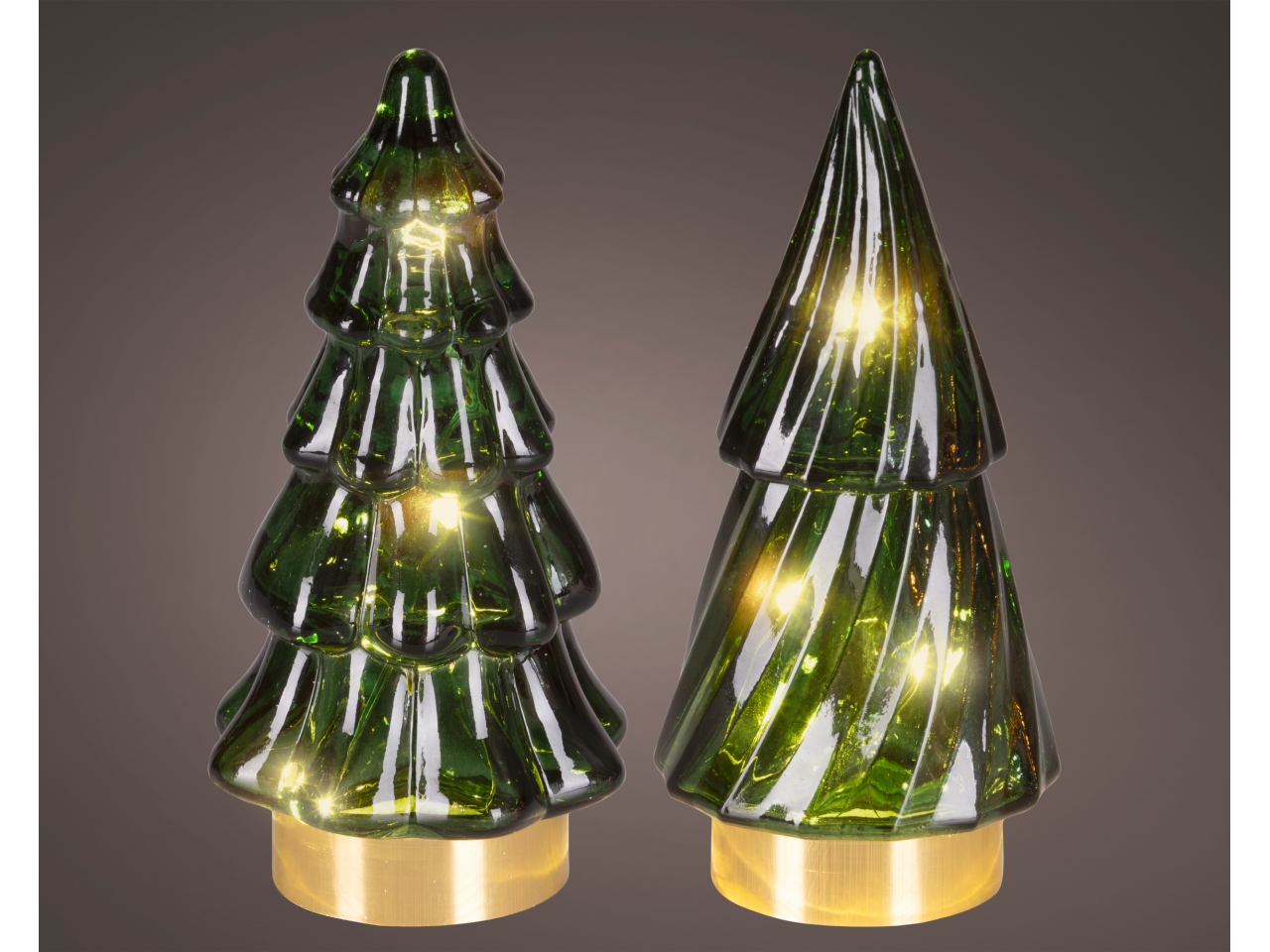 ALBERO VETRO 12,8CM VERDE C/LED B.CALDO 2ASS481637