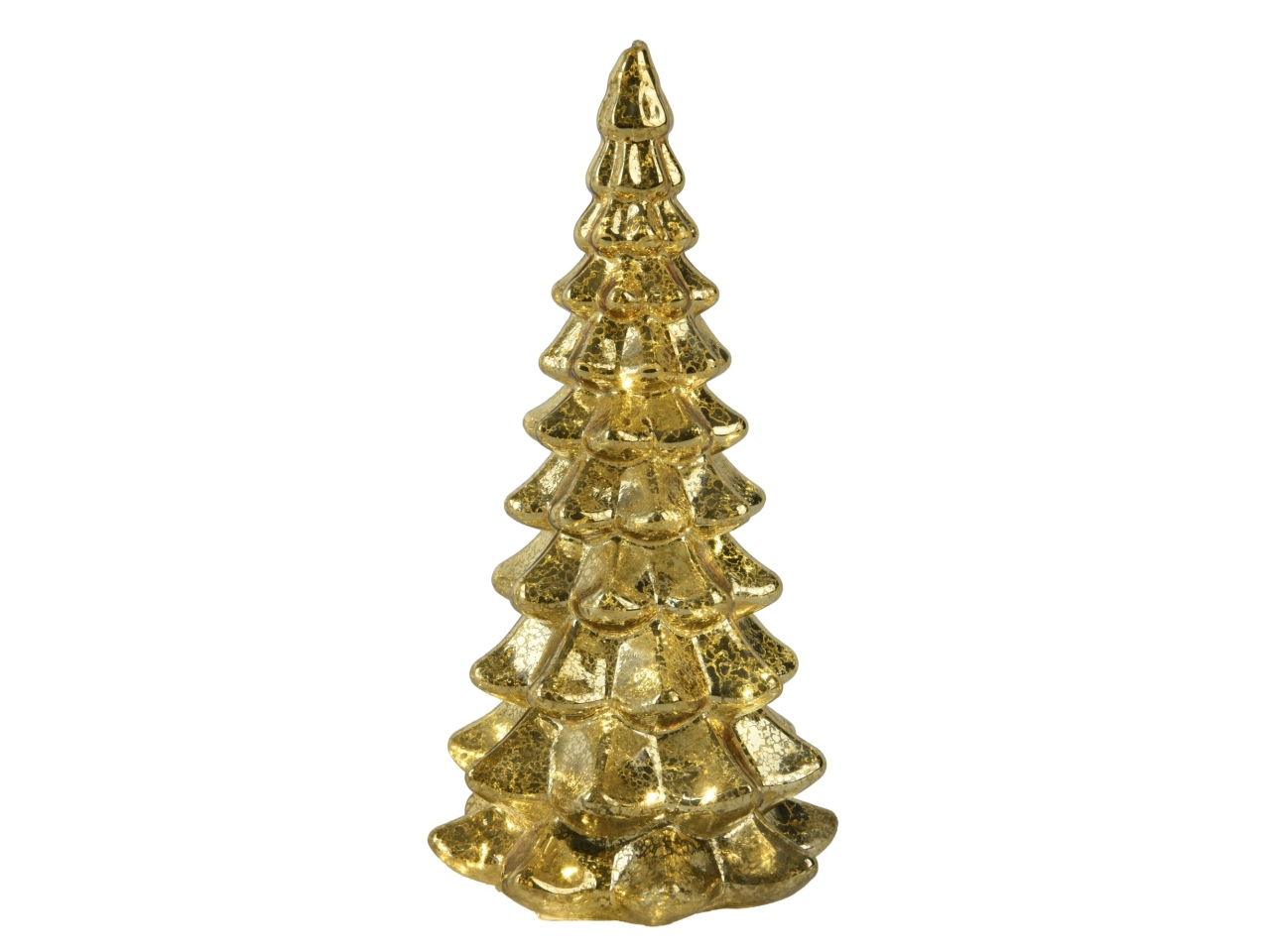 ALBERO VETRO 21CM ORO C/LED B.CALDO 489485