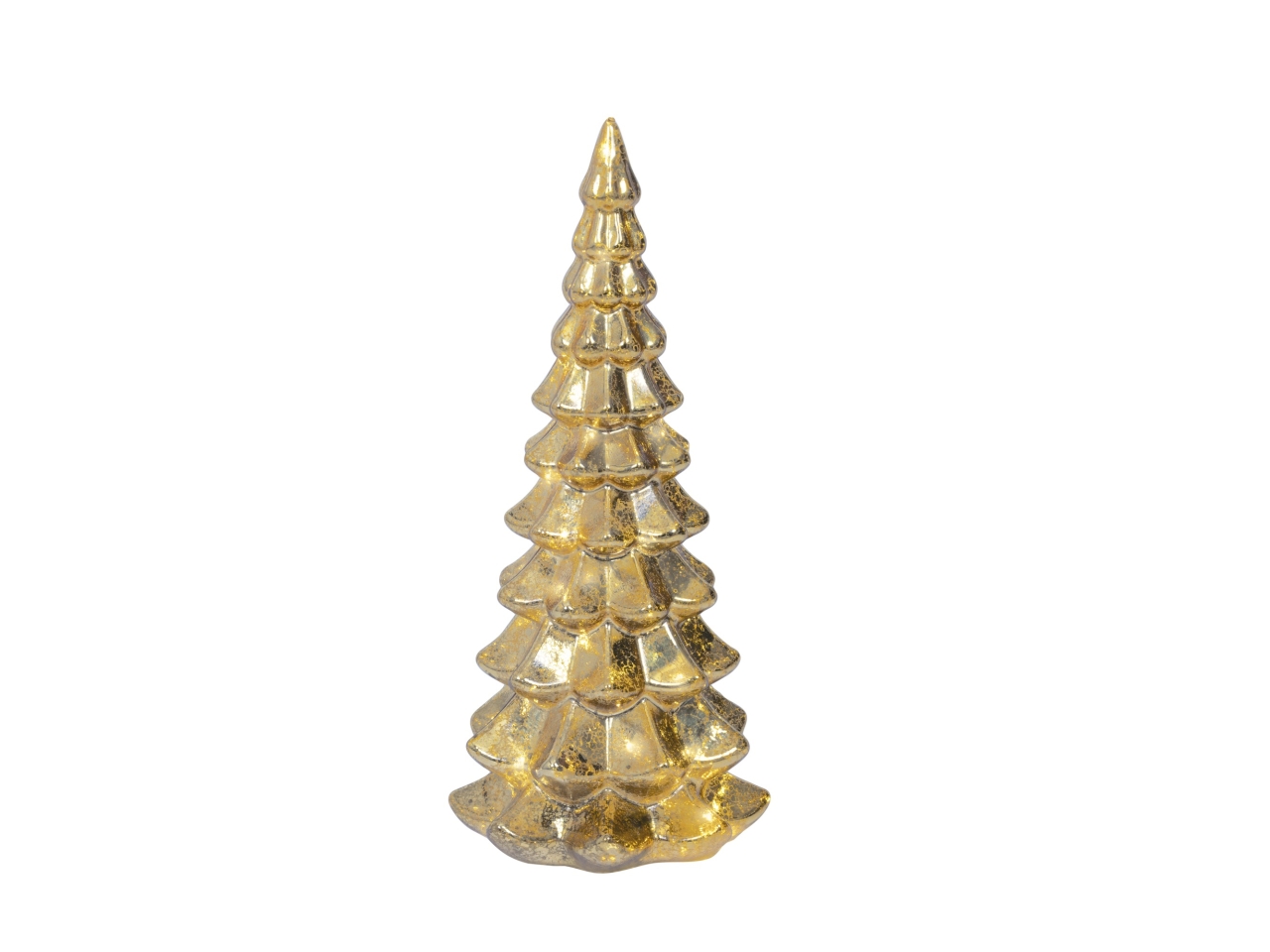 ALBERO VETRO 32CM ORO C/LED B.CALDO 489486