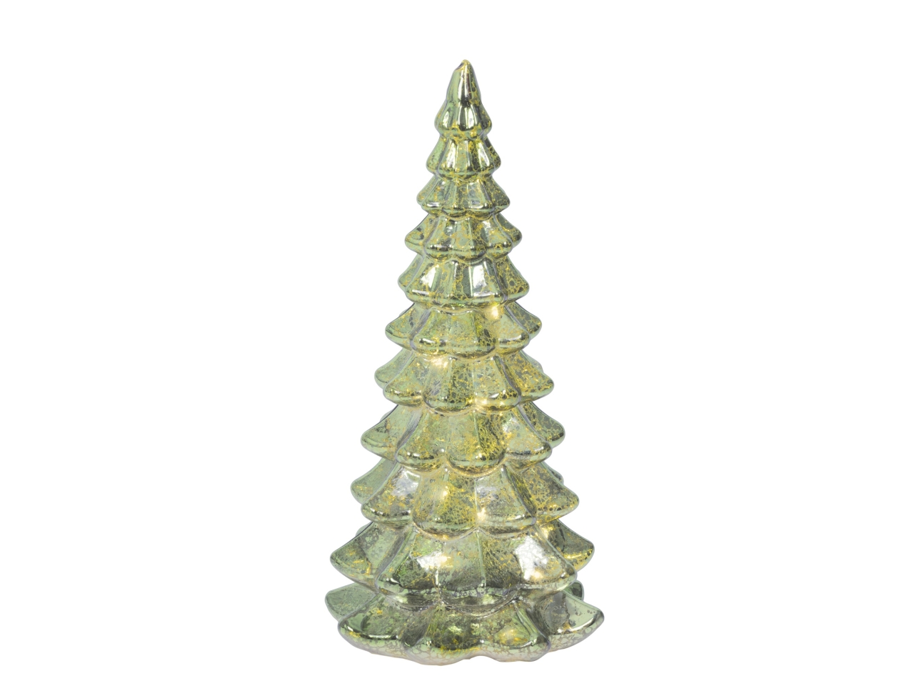 ALBERO VETRO 21CM VERDE C/LED B.CALDO 489487
