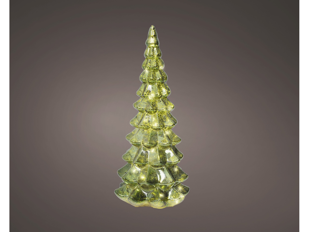 ALBERO VETRO 32CM VERDE C/LED B.CALDO 489488